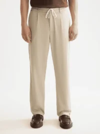 Scotch & Soda 181185 Tape-Trimmed Twill pleated jogger, Plaza taupe