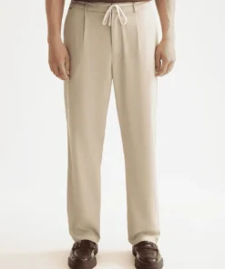 Scotch & Soda 181185 Tape-Trimmed Twill pleated jogger, Plaza taupe