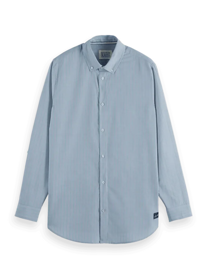 Scotch & Soda 181239, Yarn Dyed Stripe Shirt, Faded denim/Green stripe - Image 3