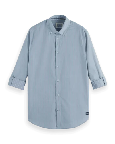 Alternative view of Scotch & Soda 181239, Yarn Dyed Stripe Shirt, Faded denim/Green stripe