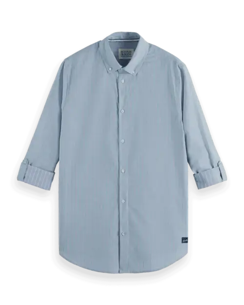Alternative view of Scotch & Soda 181239, Yarn Dyed Stripe Shirt, Faded denim/Green stripe