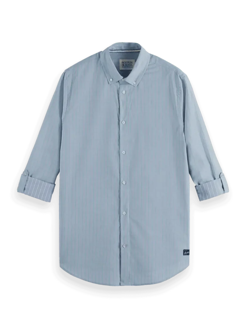 Scotch & Soda 181239, Yarn Dyed Stripe Shirt, Faded denim/Green stripe - Image 2