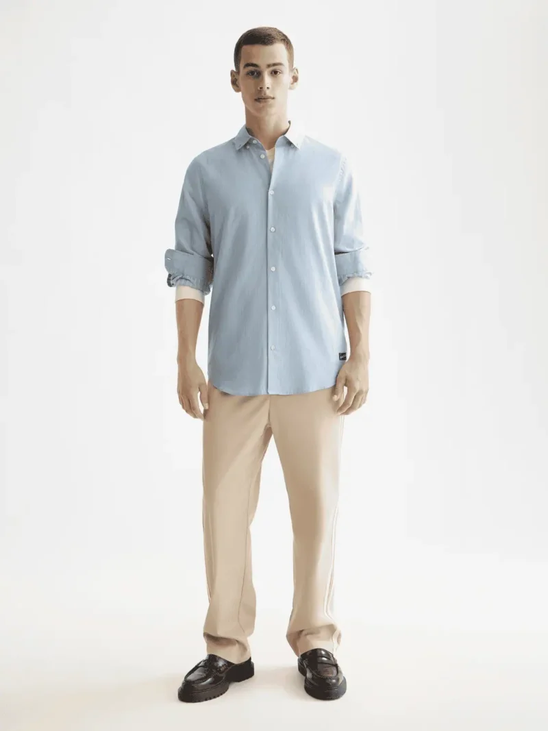 Scotch & Soda 181239, Yarn Dyed Stripe Shirt, Faded denim/Green stripe - Image 7