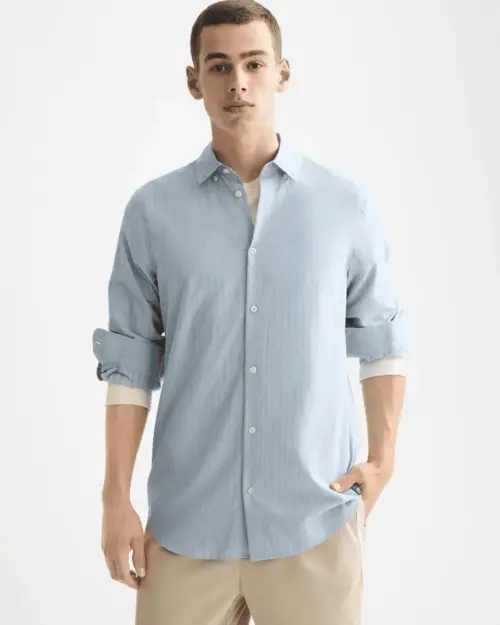 Scotch & Soda 181239, Yarn Dyed Stripe Shirt, Faded denim/Green stripe