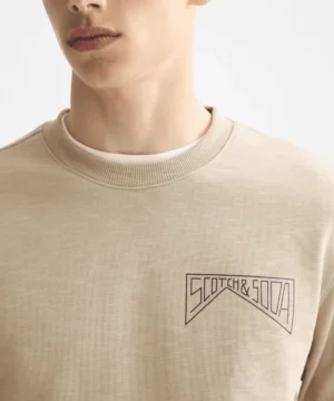 Alternative view of Scotch & Soda 181285 Left chest Logo Sweatshirt, Plaza taupe