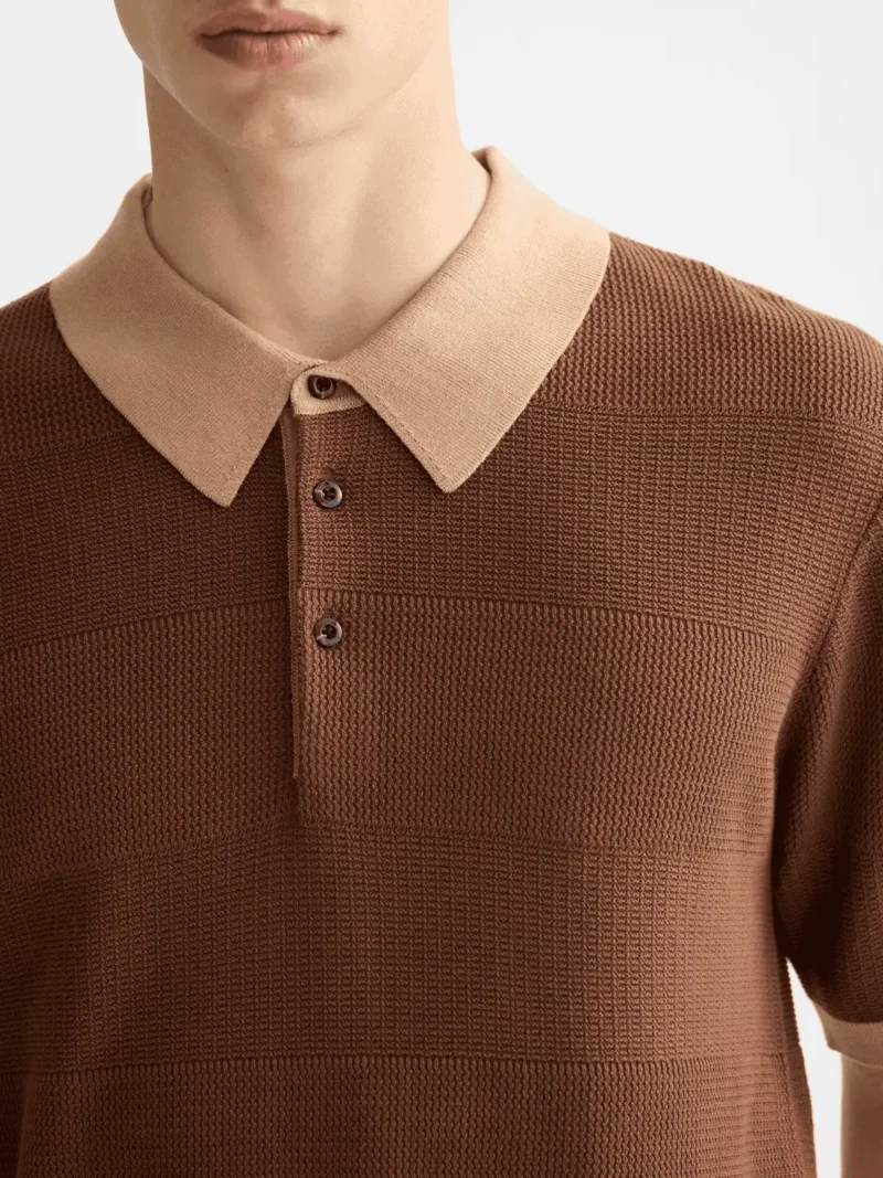 Scotch & Soda 182379 Knitted Tonal Striped Regular Polo, Soft silt - Image 5