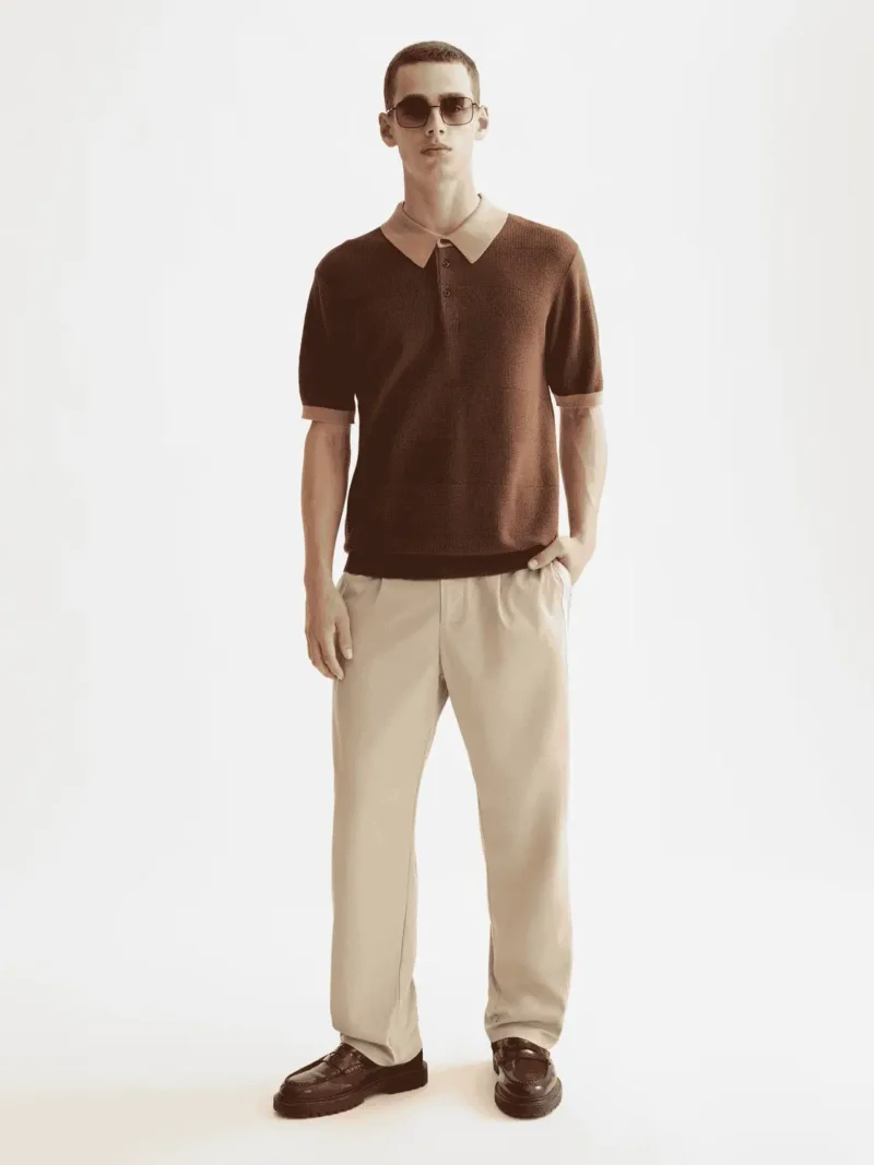 Scotch & Soda 182379 Knitted Tonal Striped Regular Polo, Soft silt - Image 6