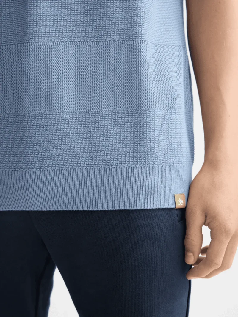 Scotch & Soda 181319 Knitted Tonal Striped Regular Polo, Faded denim - Image 6