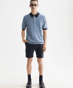 Alternative view of Scotch & Soda 181319 Knitted Tonal Striped Regular Polo, Faded denim