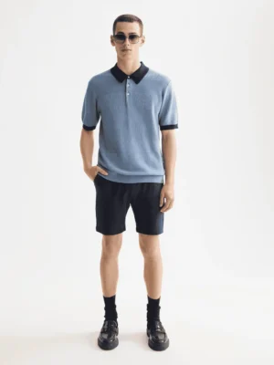 Alternative view of Scotch & Soda 181319 Knitted Tonal Striped Regular Polo, Faded denim