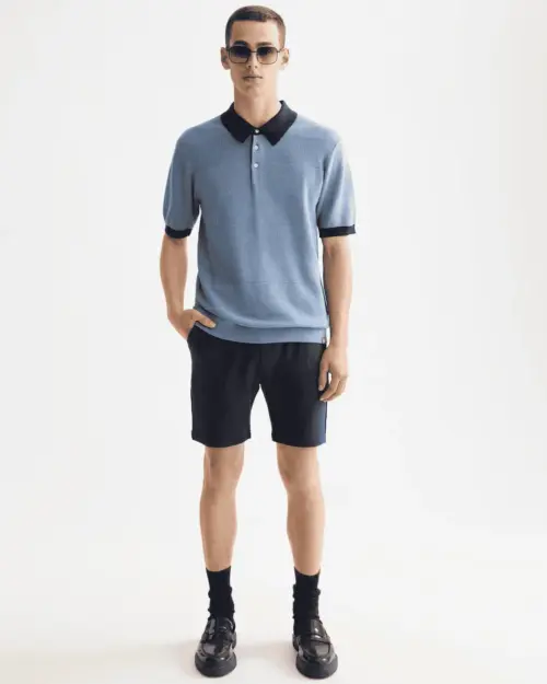Alternative view of Scotch & Soda 181319 Knitted Tonal Striped Regular Polo, Faded denim