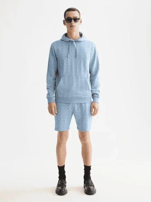 Alternative view of Scotch & Soda 181526 Jacquard Terry Hoodie, Faded Denim