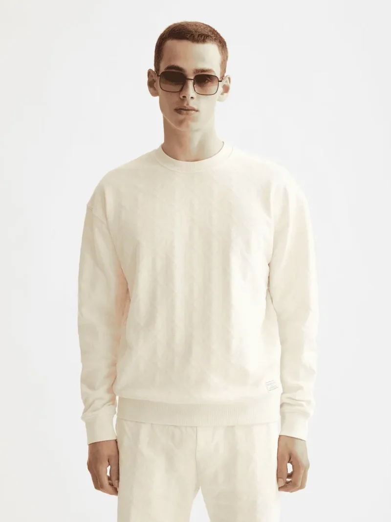 Scotch & Soda 181532 Jacquard Terry Sweatshirt, Eggnog