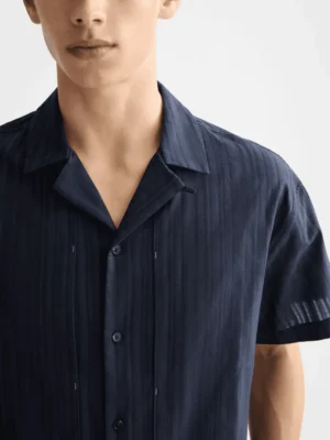 Alternative view of Scotch & Soda 181588, Structured-stripe short-sleeved shirt, Sky Captain