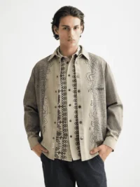 Scotch & Soda 181601 Placement graphic overshirt, Plaza taupe