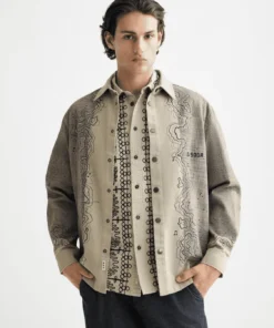 Scotch & Soda 181601 Placement graphic overshirt, Plaza taupe