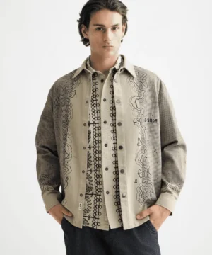 Scotch & Soda 181601 Placement graphic overshirt, Plaza taupe