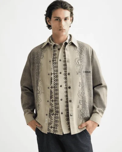Scotch & Soda 181601 Placement graphic overshirt, Plaza taupe