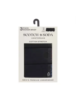 Alternative view of Scotch & Soda 3 pk Men's Cotton Stretch Boxer, Black/bright