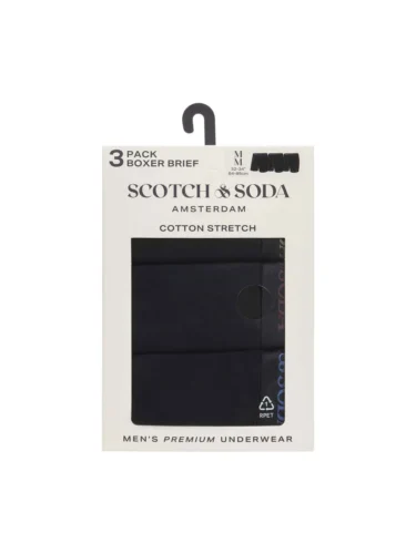 Alternative view of Scotch & Soda 3 pk Men's Cotton Stretch Boxer, Black/bright