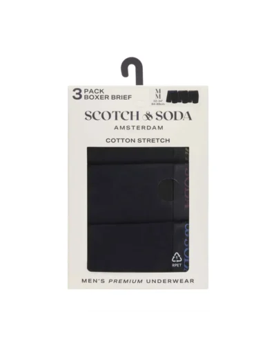 Alternative view of Scotch & Soda 3 pk Men's Cotton Stretch Boxer, Black/bright