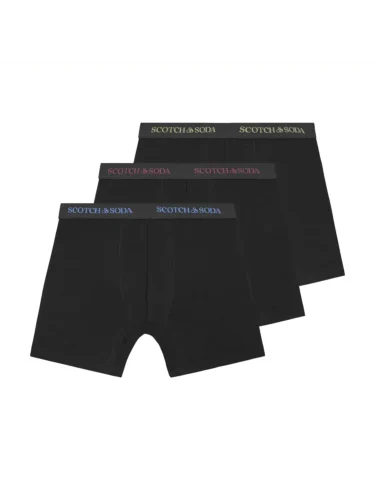 Scotch & Soda 3 pk Men's Cotton Stretch Boxer, Black/bright