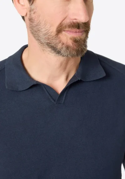 Alternative view of Timezone Cotton Knitted Polo, Dark navy