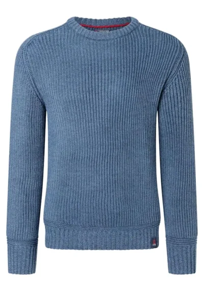 Alternative view of Timezone Heavy Knit Crewneck, Indigo melange