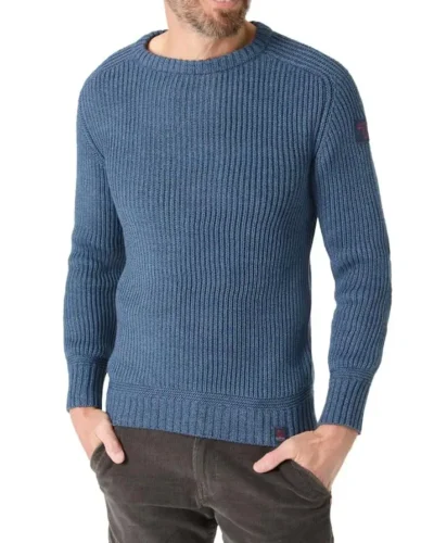 Timezone 28-10232-00 :Heavy Knit Crewneck, Indigo melange