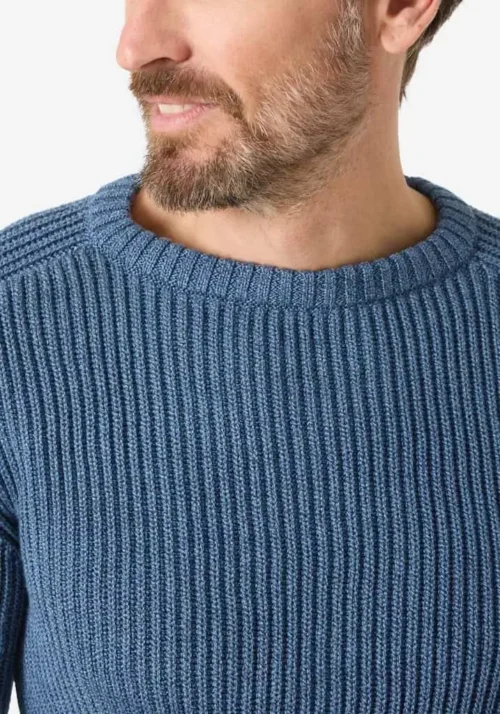Timezone 28-10232-00 :Heavy Knit Crewneck, Indigo melange - Image 4