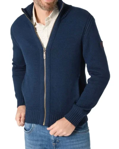 Timezone H28-10234 : Heavy Knit Jacket, Blue melange