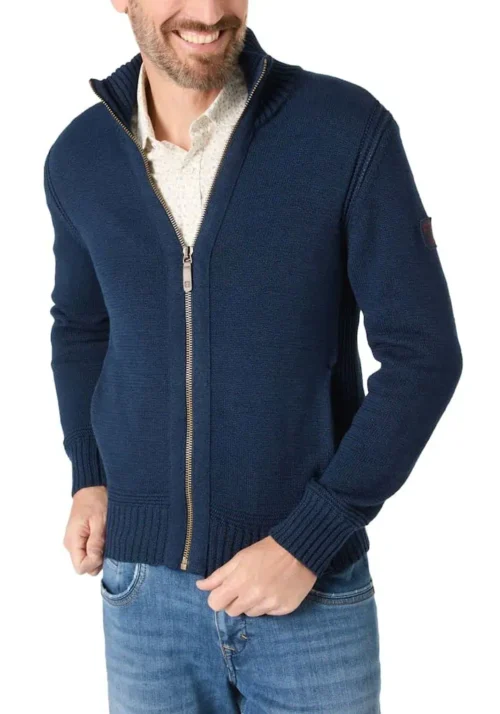 Timezone H28-10234 : Heavy Knit Jacket, Blue melange