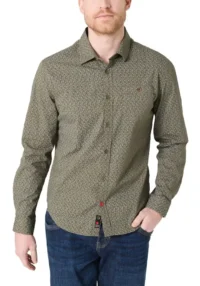 Timezone - Printed Classic Shirt dark olive