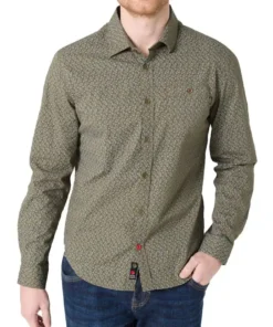 Timezone - Printed Classic Shirt dark olive