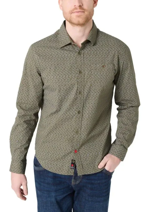 Timezone 23-10166 - Printed Classic Shirt dark olive