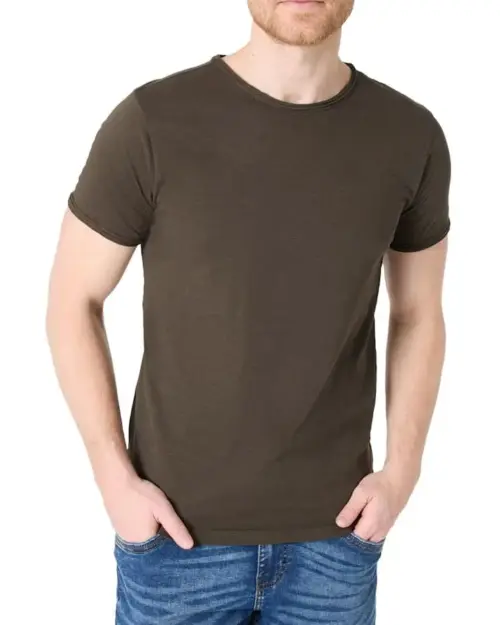 Timezone - Ripped basic t-shirt Black olive