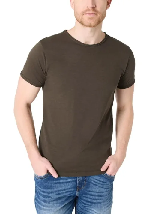 Timezone - Ripped basic t-shirt Black olive