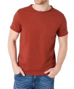 Timezone - Ripped basic tee. Burnt henna red