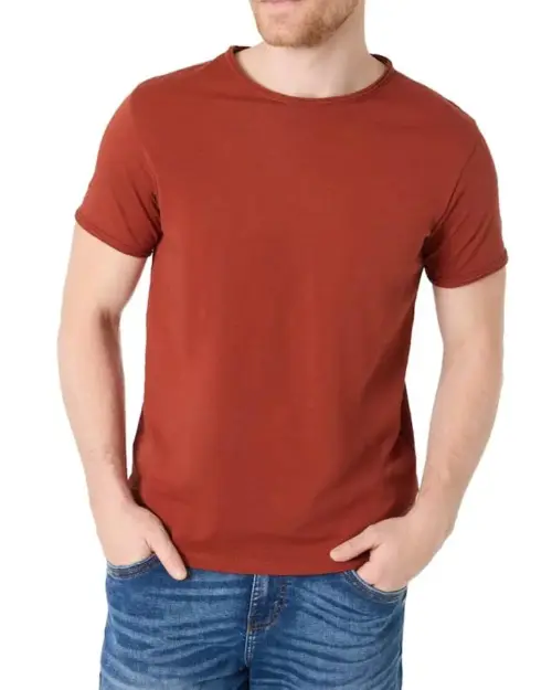 Timezone - Ripped basic t-shirt Burnt henna red