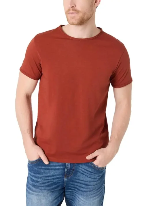 Timezone - Ripped basic t-shirt Burnt henna red