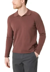 Timezone Cotton Knitted Polo, Burnt henna red