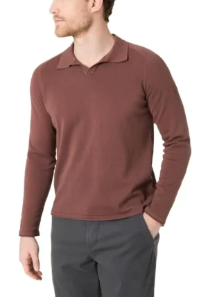 Timezone Cotton Knitted Polo, Burnt henna red