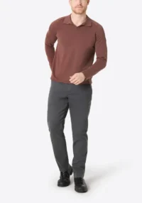 Alternative view of Timezone Cotton Knitted Polo, Burnt henna red