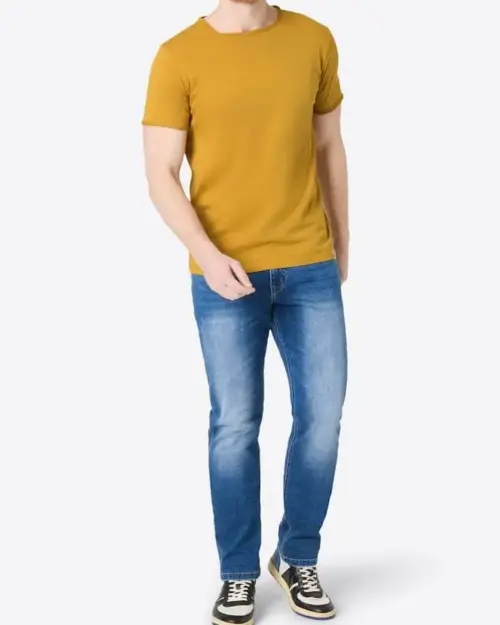 Alternative view of Timezone - Ripped basic t-shirt Mustard yellow