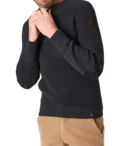 Timezone Heavy Knit Crewneck, Black melange