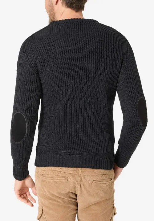 Timezone 28-10232 :Heavy Knit Crewneck, Black melange - Image 3