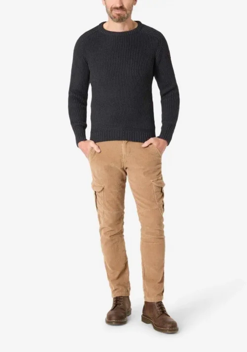 Timezone 28-10232 :Heavy Knit Crewneck, Black melange - Image 5