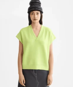 Scotch & Soda U9E00806T V-neck sleevless modal sweatshirt, Green Glow