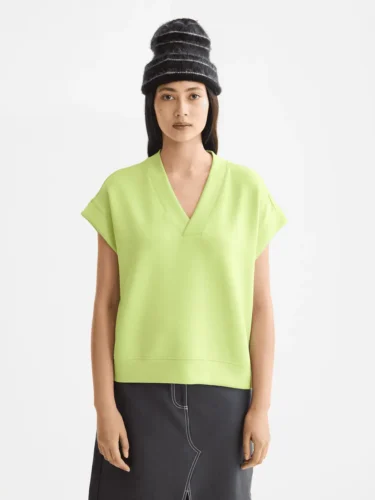 Scotch & Soda U9E00806T V-neck sleevless modal sweatshirt, Green Glow