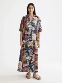 Alternative view of Scotch & Soda UFS00830M High rise midi wrap skirt, Art Dept Collage